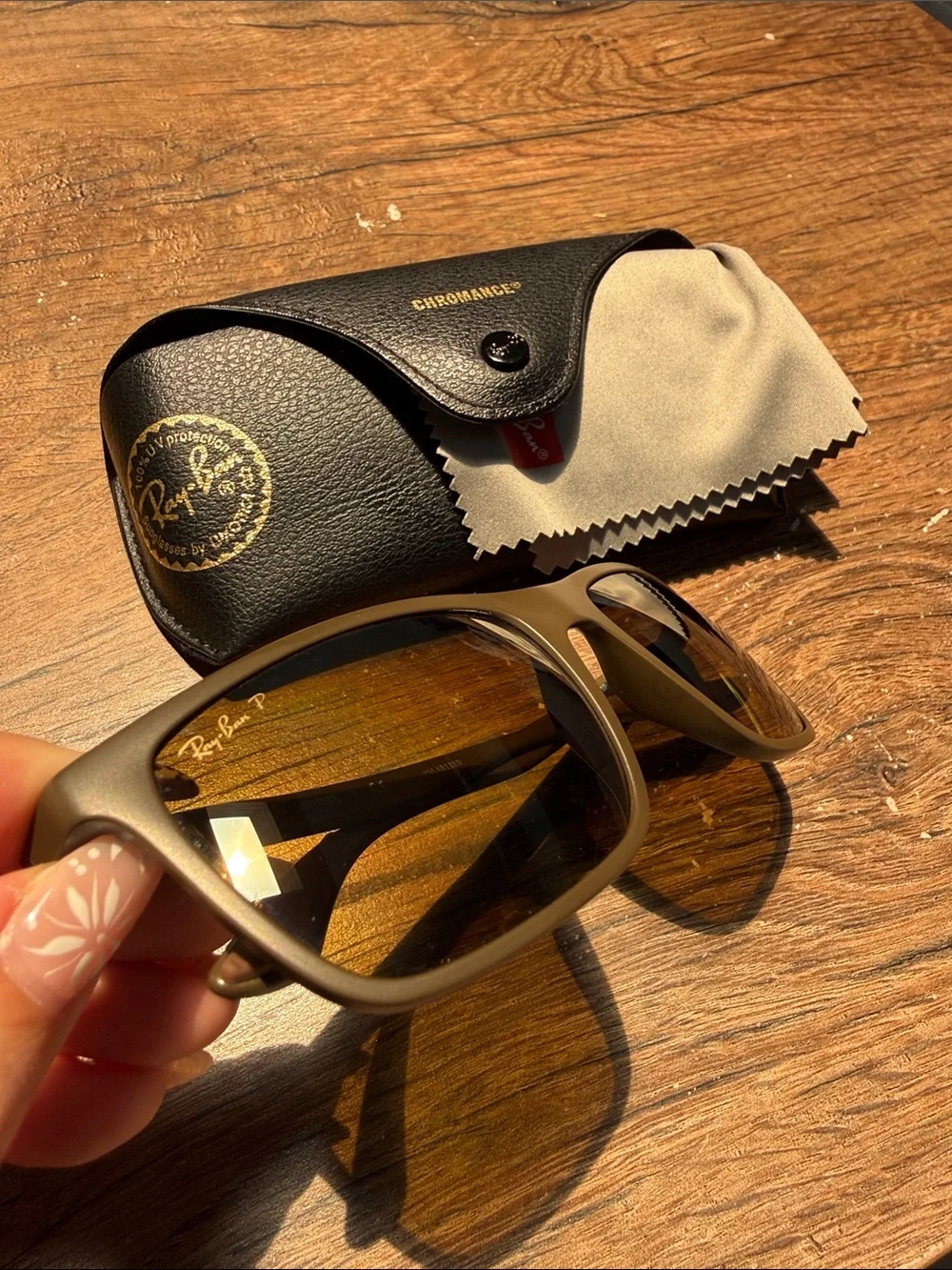 Ray-Ban Chromance brown Matte Frame Sunglasses with Brown Lenses